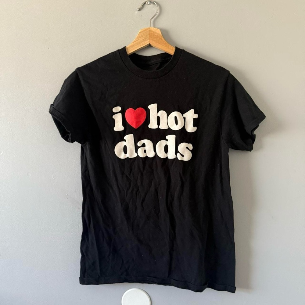 Black Graphic Tee with Red and White Print